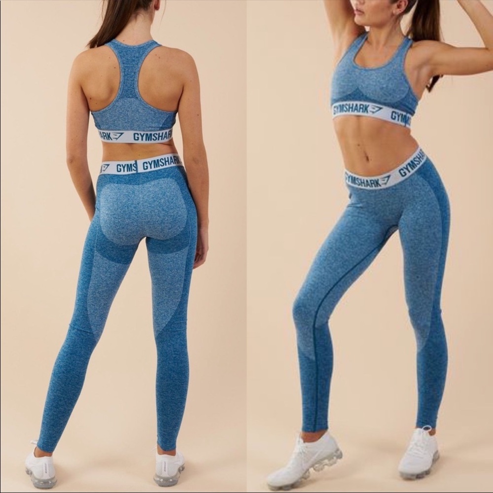 Gymshark Flex Legging & Bra Set. Contoured. Blue.